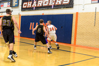 Peyton driving the baseline during the JV game