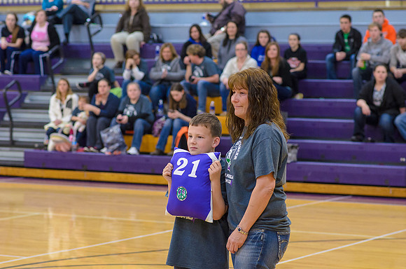 A pillow made from the volleyball jerseys--Mikhaila wore number 21