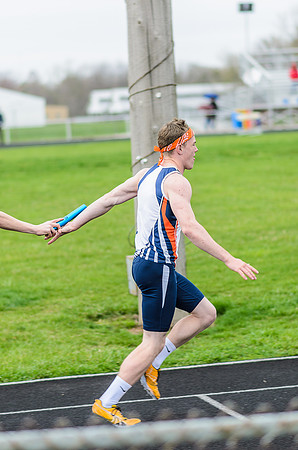 The handoff to the second leg of the 4x100 relay