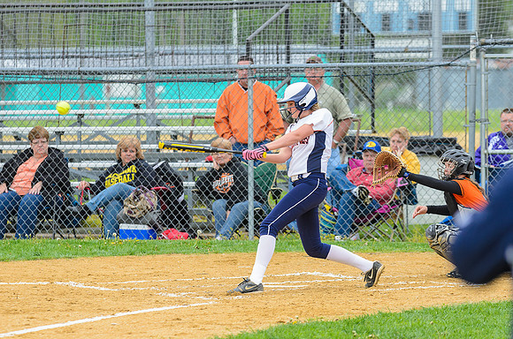 Leah making solid contact for a big hit