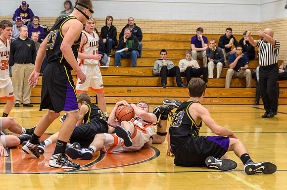 The large scrum for the ball was a taste of things to come during this game...you could say it was physical