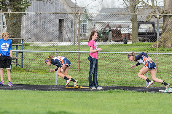 The start of the 300m hurdles