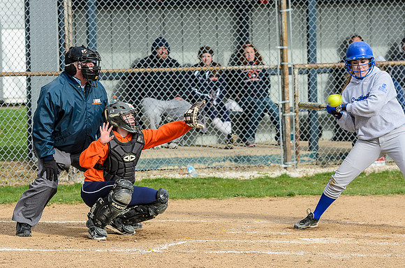 A series of photos showing Connor's action behind the plate