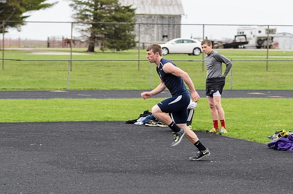 Leighton on his run up for the high jump during the boys track meet in Carthage on April 15, 2013