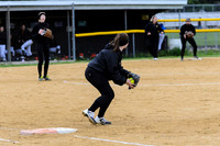 Getting ready to throw across the infield to get the force at third
