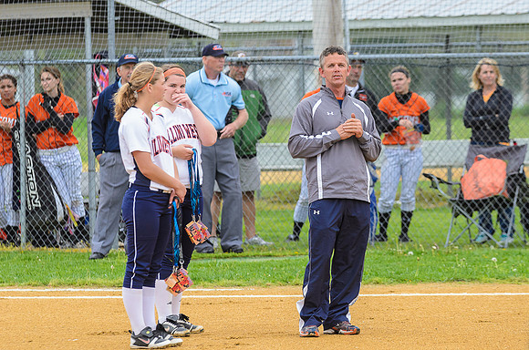 On May 9th, 2013, the Illini West Softball team played in La Harpe for their Senior night. Coach Gronewold talking about the seniors before recognizing them.